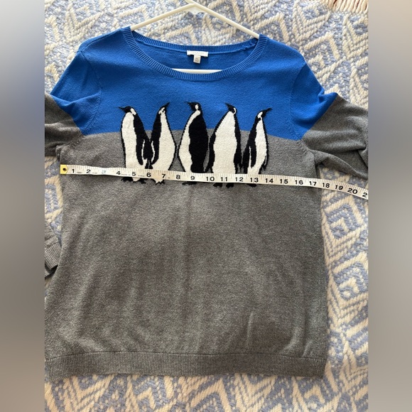 Talbots Blue and Gray Penguin Crewneck Sweater - Picture 6 of 7